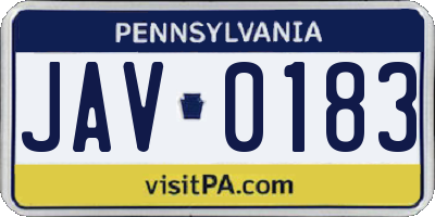 PA license plate JAV0183