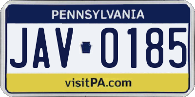 PA license plate JAV0185