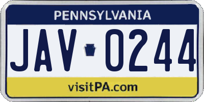 PA license plate JAV0244