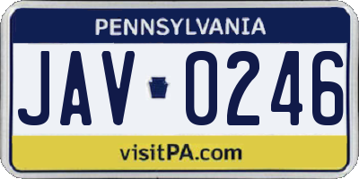 PA license plate JAV0246