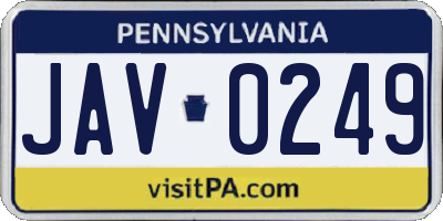 PA license plate JAV0249