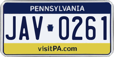 PA license plate JAV0261