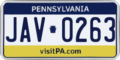 PA license plate JAV0263