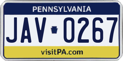 PA license plate JAV0267