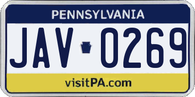 PA license plate JAV0269