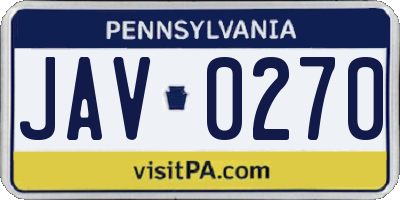 PA license plate JAV0270