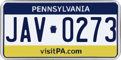 PA license plate JAV0273