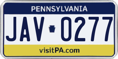 PA license plate JAV0277