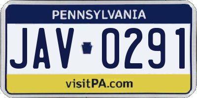 PA license plate JAV0291