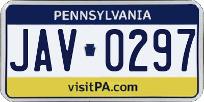 PA license plate JAV0297