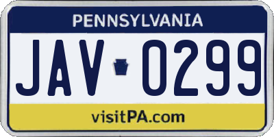 PA license plate JAV0299