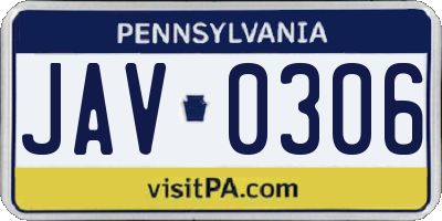 PA license plate JAV0306