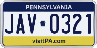 PA license plate JAV0321