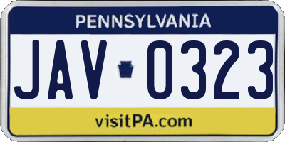 PA license plate JAV0323