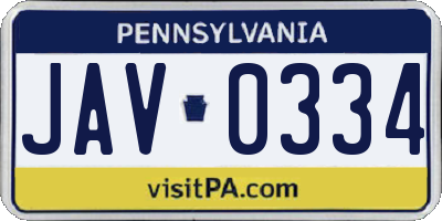 PA license plate JAV0334