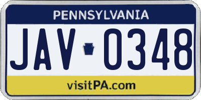 PA license plate JAV0348