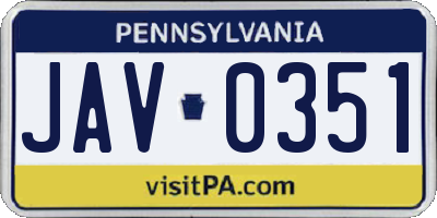 PA license plate JAV0351