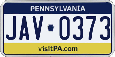 PA license plate JAV0373