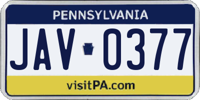 PA license plate JAV0377