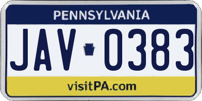 PA license plate JAV0383