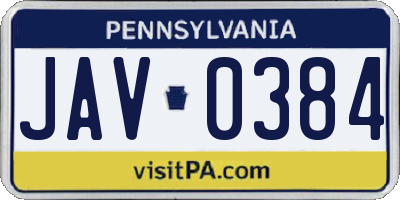 PA license plate JAV0384