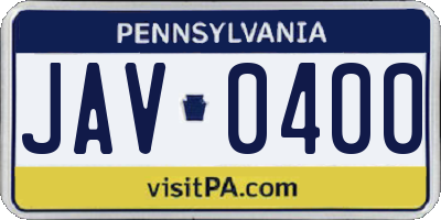 PA license plate JAV0400