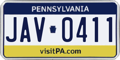 PA license plate JAV0411