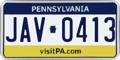 PA license plate JAV0413