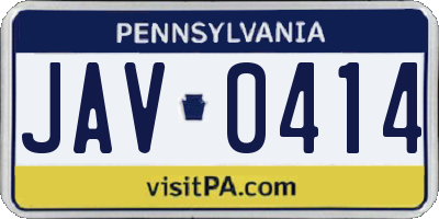 PA license plate JAV0414