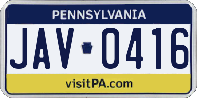 PA license plate JAV0416