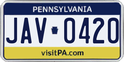 PA license plate JAV0420