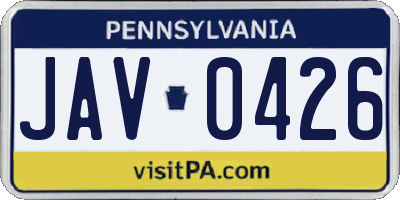 PA license plate JAV0426