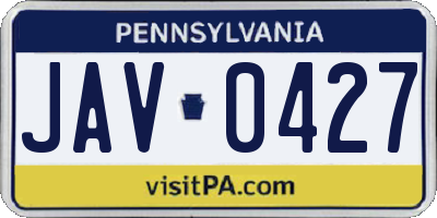 PA license plate JAV0427