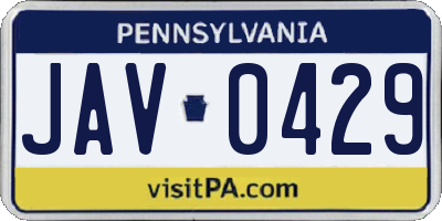 PA license plate JAV0429