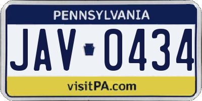 PA license plate JAV0434