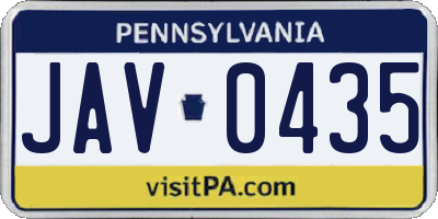 PA license plate JAV0435