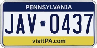 PA license plate JAV0437