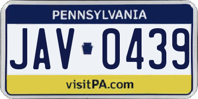 PA license plate JAV0439