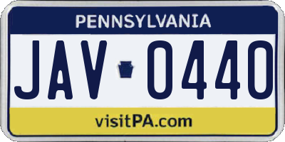 PA license plate JAV0440