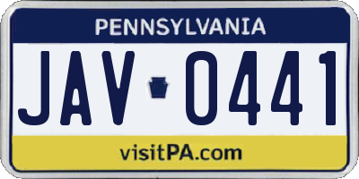 PA license plate JAV0441