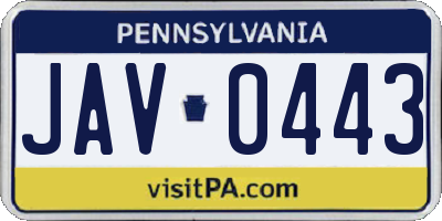 PA license plate JAV0443