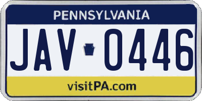 PA license plate JAV0446