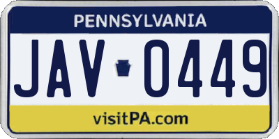 PA license plate JAV0449