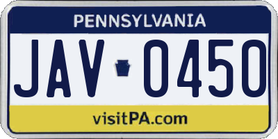 PA license plate JAV0450