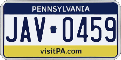 PA license plate JAV0459