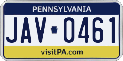 PA license plate JAV0461