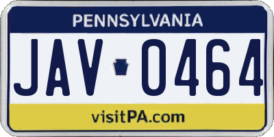 PA license plate JAV0464