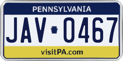 PA license plate JAV0467