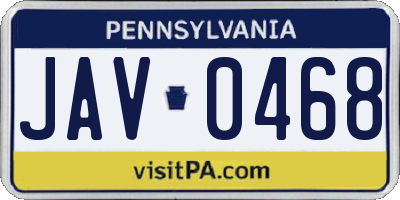 PA license plate JAV0468