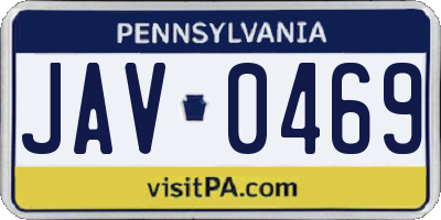 PA license plate JAV0469